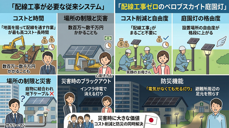 ペロブスカイトは配線工事要らずの図解