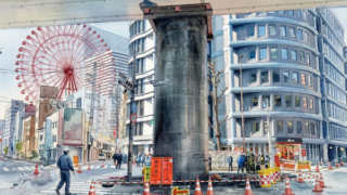梅田に突然現れた巨大パイプ