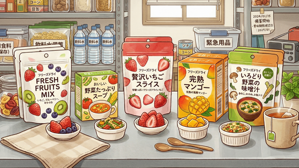 備蓄されたフリーズドライ商品